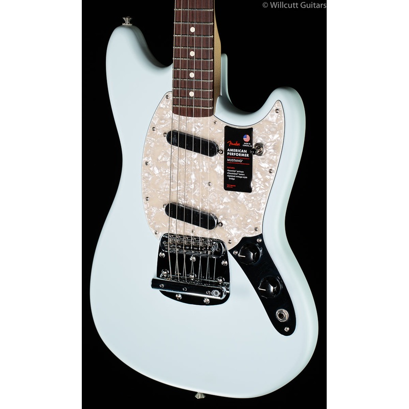 Fender American Performer Mustang Satin Sonic Blue - ULT975560819909