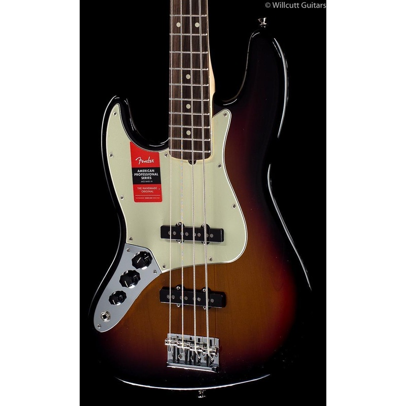 Fender American Professional Jazz Bass 3-Tone Sunburst Rosewood Lefty Bass Guitar - ULT975560819892