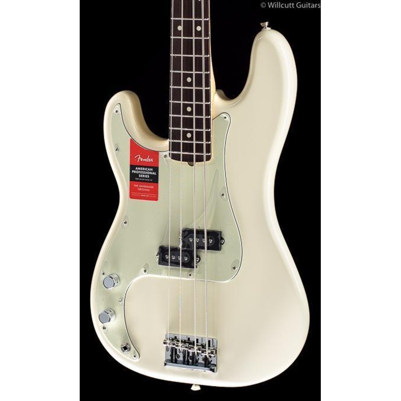 Fender American Professional Precision Bass Olympic White Rosewood Lefty (817) - ULT975560819878