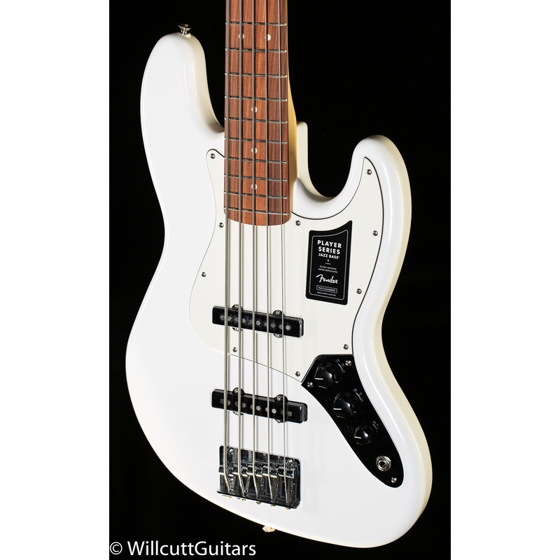 Fender Player Jazz Bass V Polar White Pau Ferro Bass Guitar - ULT975560819648