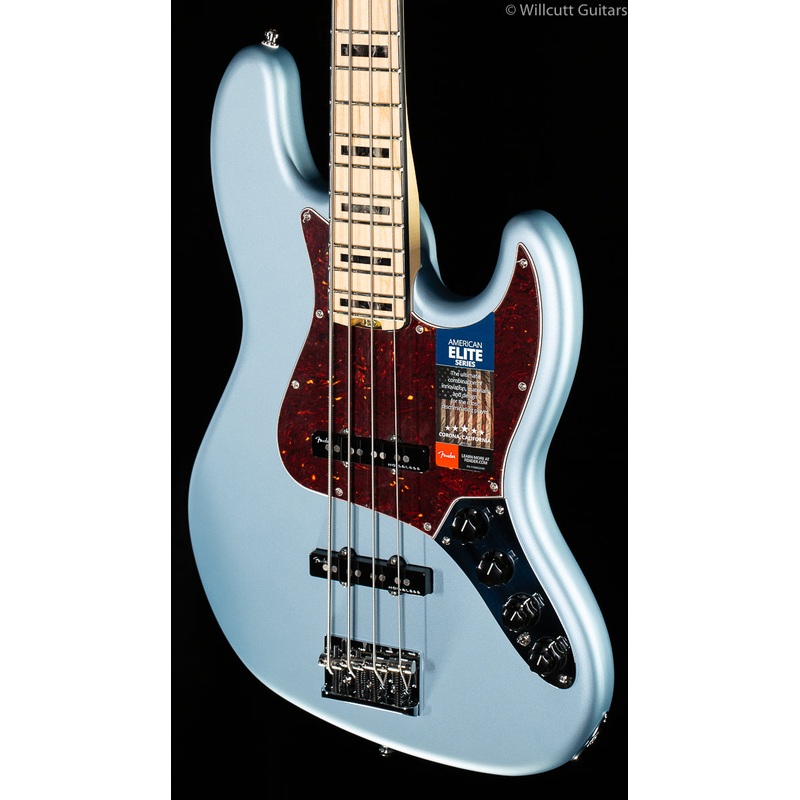 Fender American Elite Jazz Bass Satin Ice Blue Metallic Maple - ULT975560818960