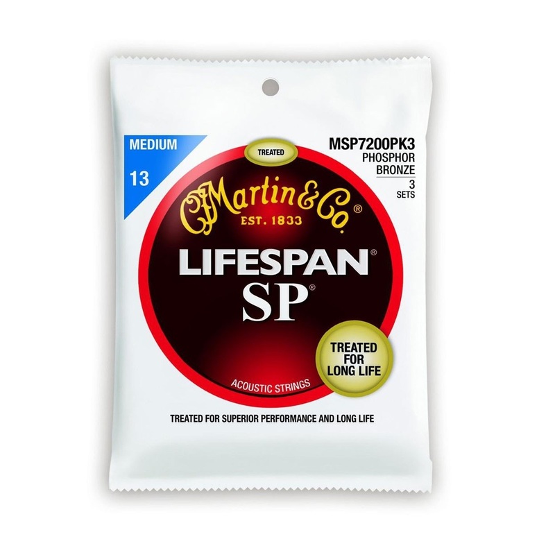 Martin MSP7200PK3 SP Lifespan Phosphor Bronze Medium Acoustic Guitar Strings - 3 Packs - ULT975560816878