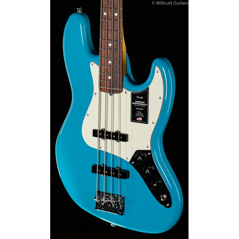Fender American Professional II Jazz Bass Miami Blue Rosewood Bass Guitar - ULT975560816747
