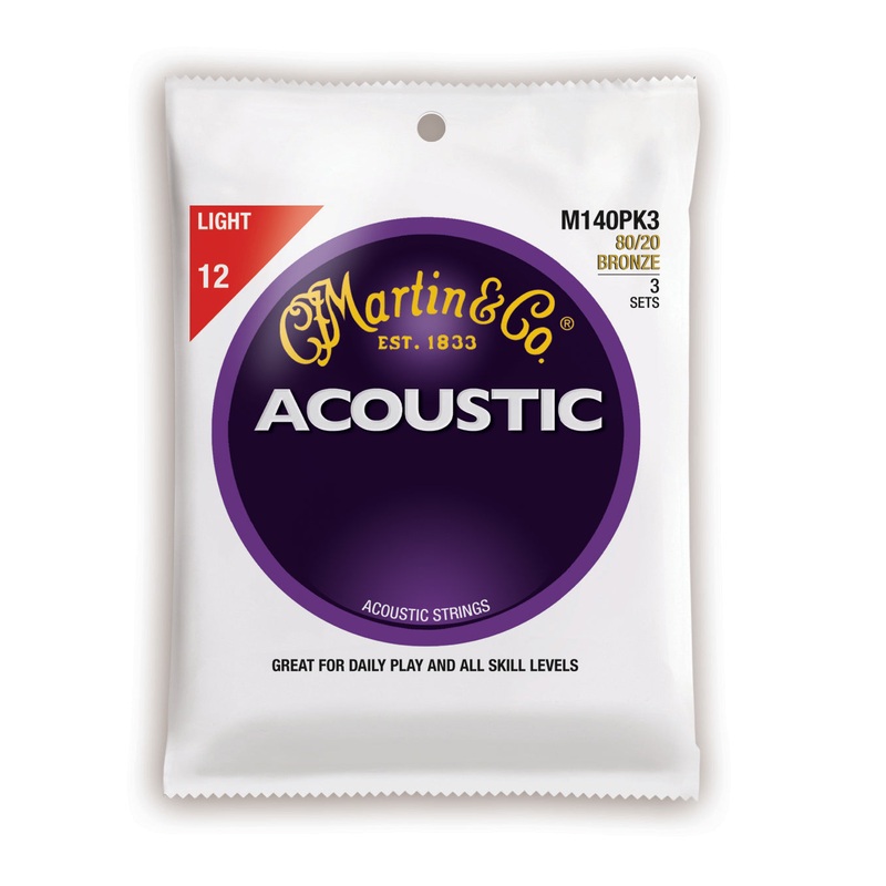 Martin Acoustic 80/20 Bronze Guitar Strings -.012-.054 Light - 3 Pack - ULT975560816597