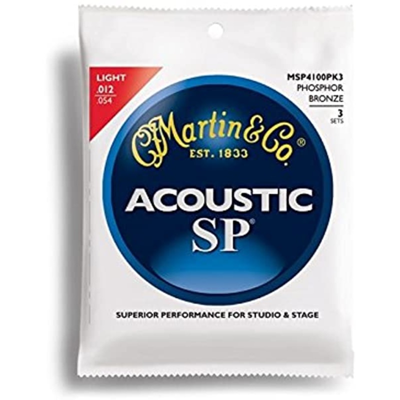 Martin Acoustic SP Phosphor Bronze Guitar Strings -.012-.054 Light - 3 Pack - ULT975560816594