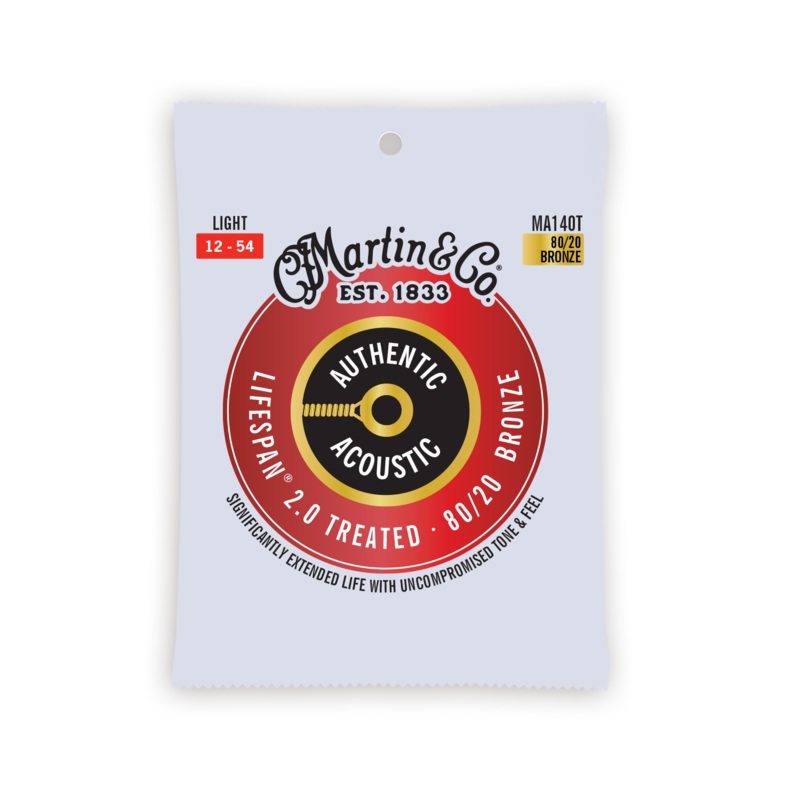 Martin Authentic Acoustic Lifespan 2.0 80/20 Bronze Guitar Strings -.012-.054 Light - ULT975560816628