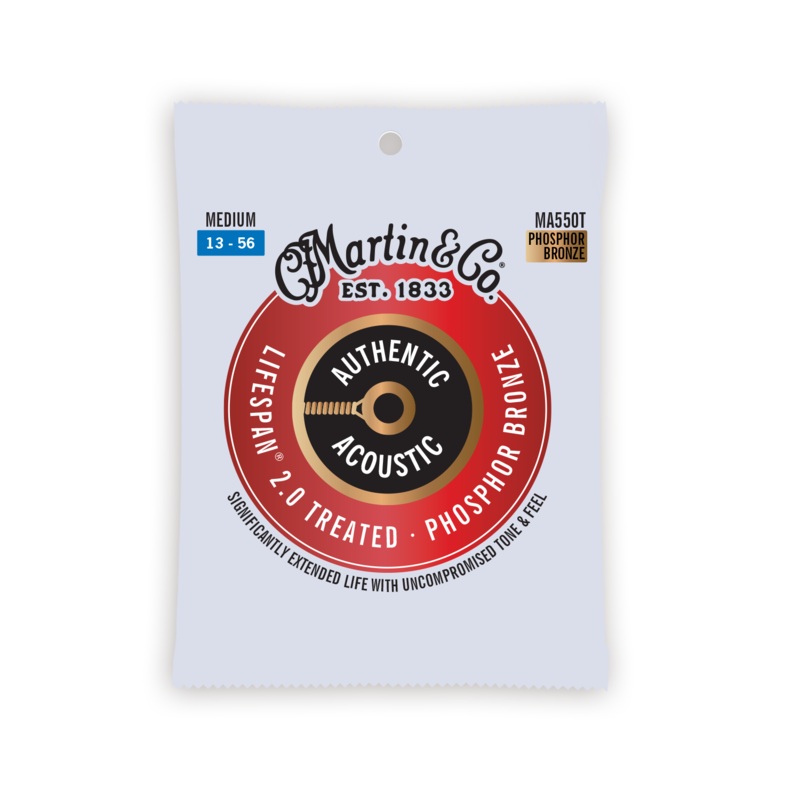 Martin Authentic Acoustic Lifespan 2.0 Phosphor Bronze Guitar Strings -.013-.056 Medium - ULT975560816630