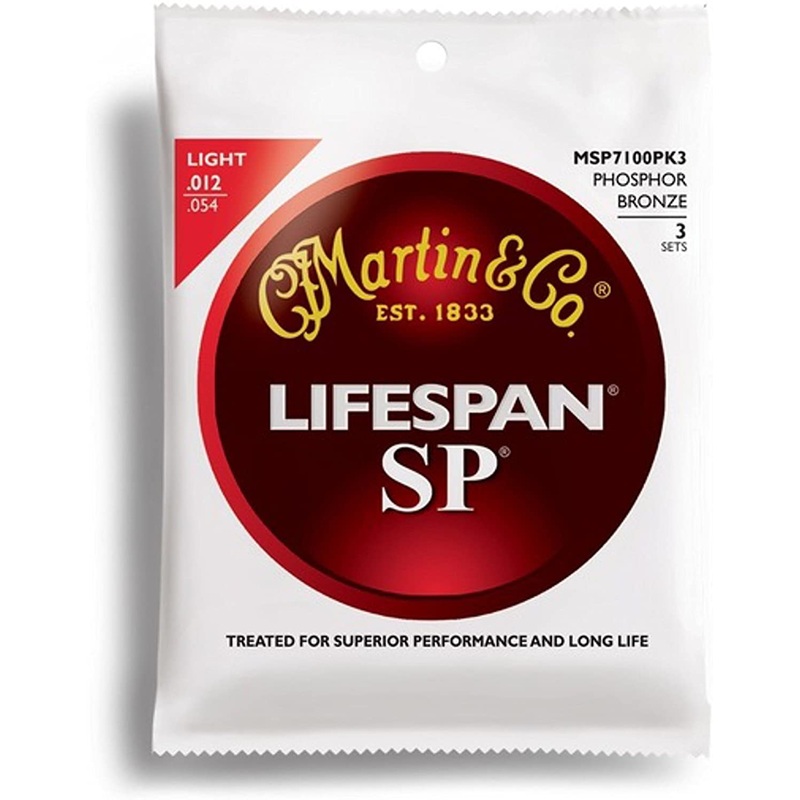 Martin Lifespan SP Phosphor Bronze Guitar Strings -.012-.054 Light - 3 Pack - ULT975560816595