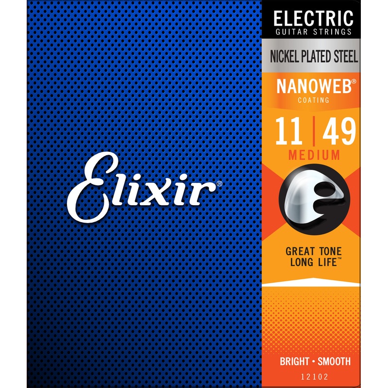 Elixir Strings Nanoweb Electric Guitar Strings-.011-.049 Medium - ULT975560816302