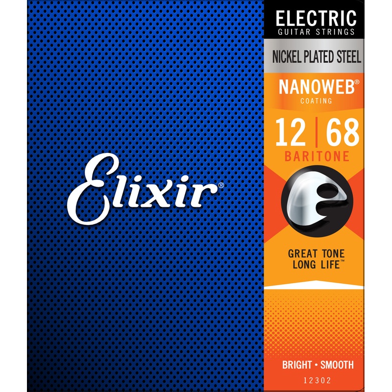 Elixir Strings Nanoweb Electric Guitar Strings-.012-.068 Baritone - ULT975560816301