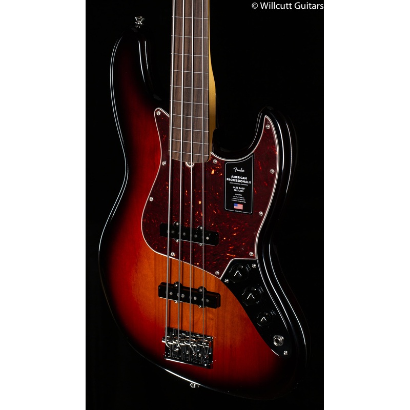 Fender American Professional II Jazz Bass Fretless 3-Color Sunburst Rosewood Fingerboard Bass Guitar - ULT975560816207