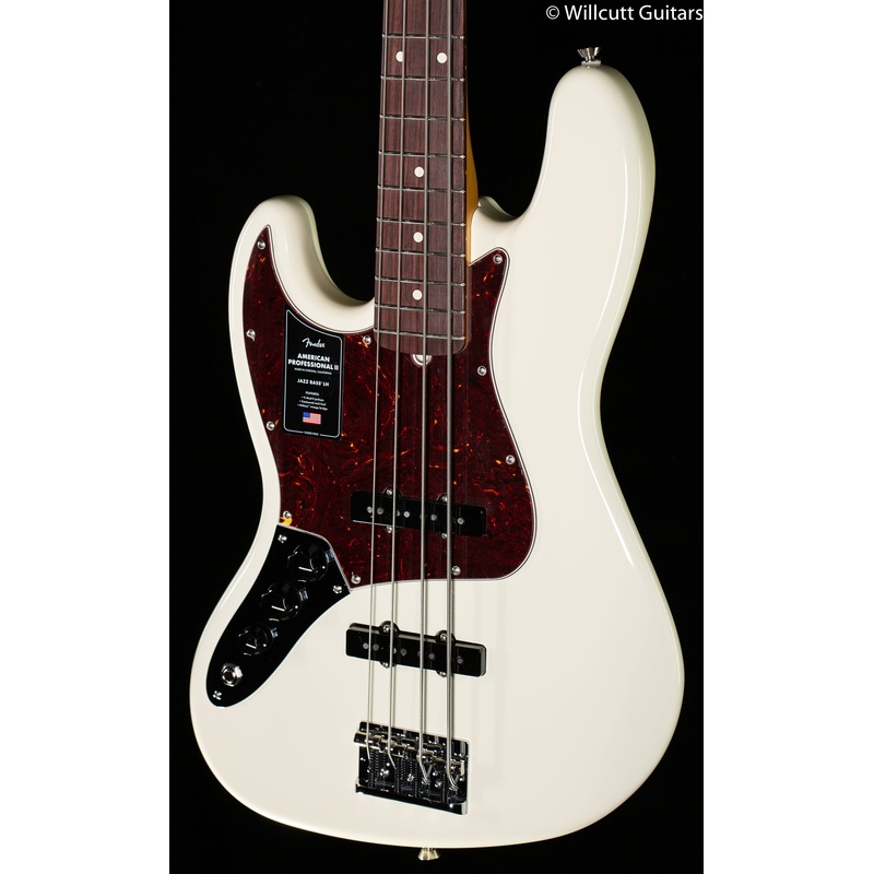 Fender American Professional II Jazz Bass Olympic White Rosewood Fingerboard Left-Hand Bass Guitar - ULT975560816118