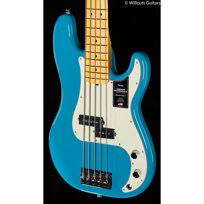 Fender American Professional II Precision Bass V Miami Blue Maple Fingerboard - ULT975560816119