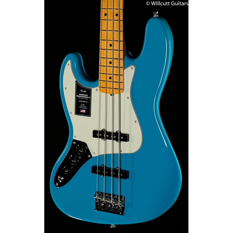 Fender American Professional II Jazz Bass Miami Blue Left-Hand Bass Guitar - ULT975560815540