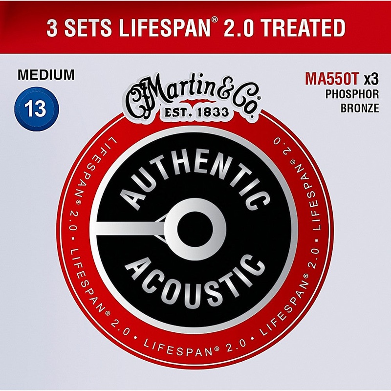 Martin Authentic Acoustic Lifespan 2.0 Phosphor Bronze Guitar Strings -.013-.056 Medium Value Pack - ULT975560815729