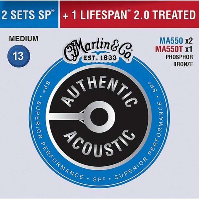 Martin Authentic Acoustic Value Pack Phosphor Bronze Medium Guitar Strings -.013-.056 - ULT975560815726