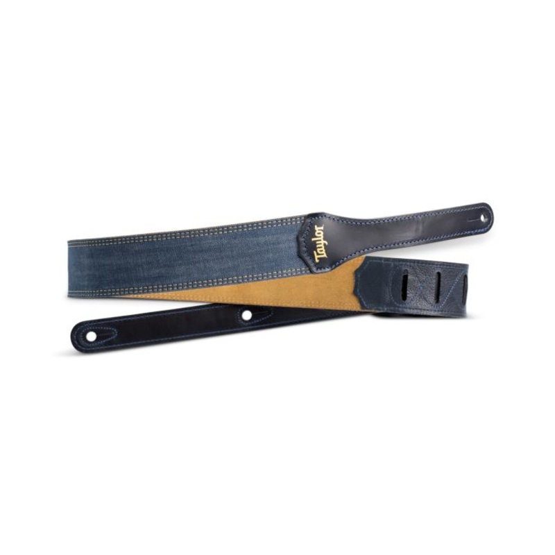 Taylor Blue Denim 2" Guitar Strap - Gold Logo - ULT975560815701