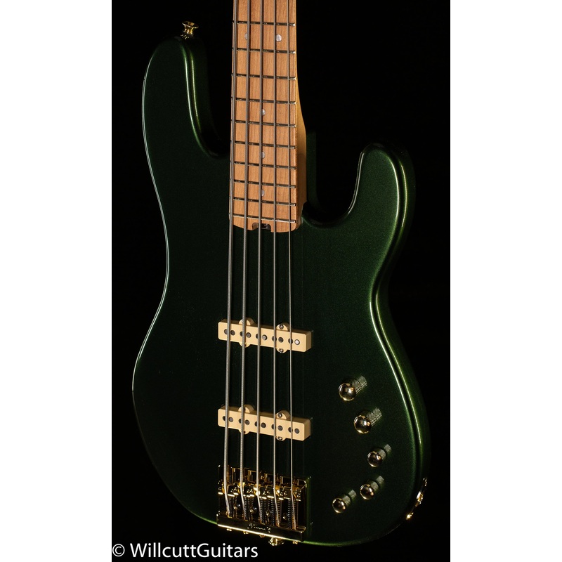 Charvel Pro-Mod San Dimas Bass JJ V Caramelized Lambo Green Metallic Bass Guitar - ULT975560814616