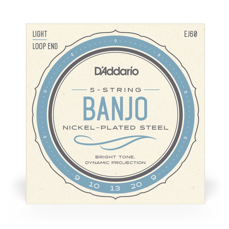 D'Addario EJ60, 5-String Banjo, Nickel, Light 09-20 - ULT975560814786