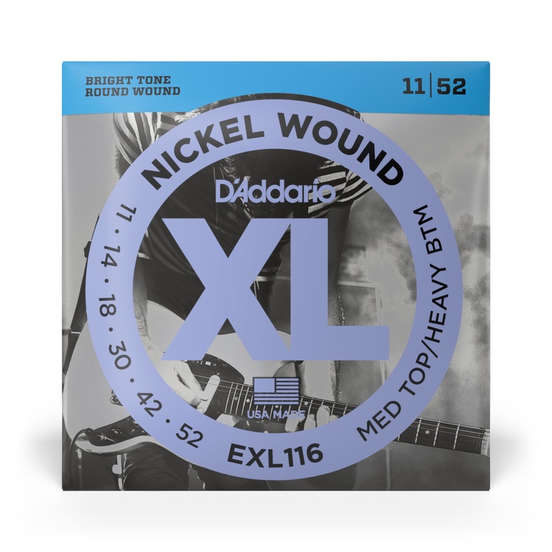 D'Addario EXL116 11-52 Medium Top/Heavy Bottom, XL Nickel - ULT975560814554