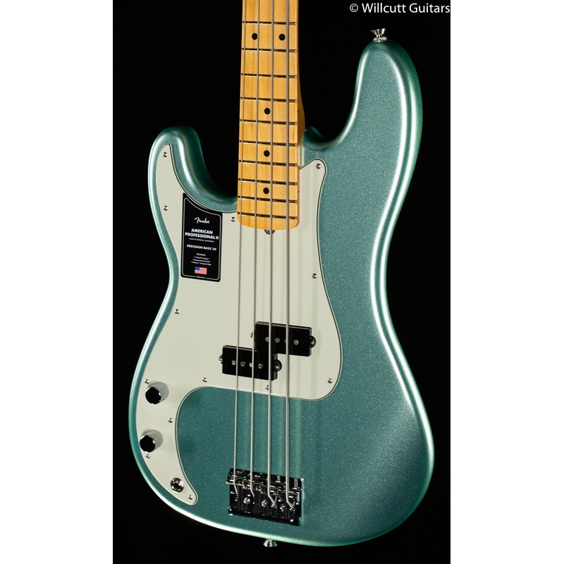 Fender American Professional II Precision Bass Mystic Surf Green Left-Hand Bass Guitar - ULT975560814123