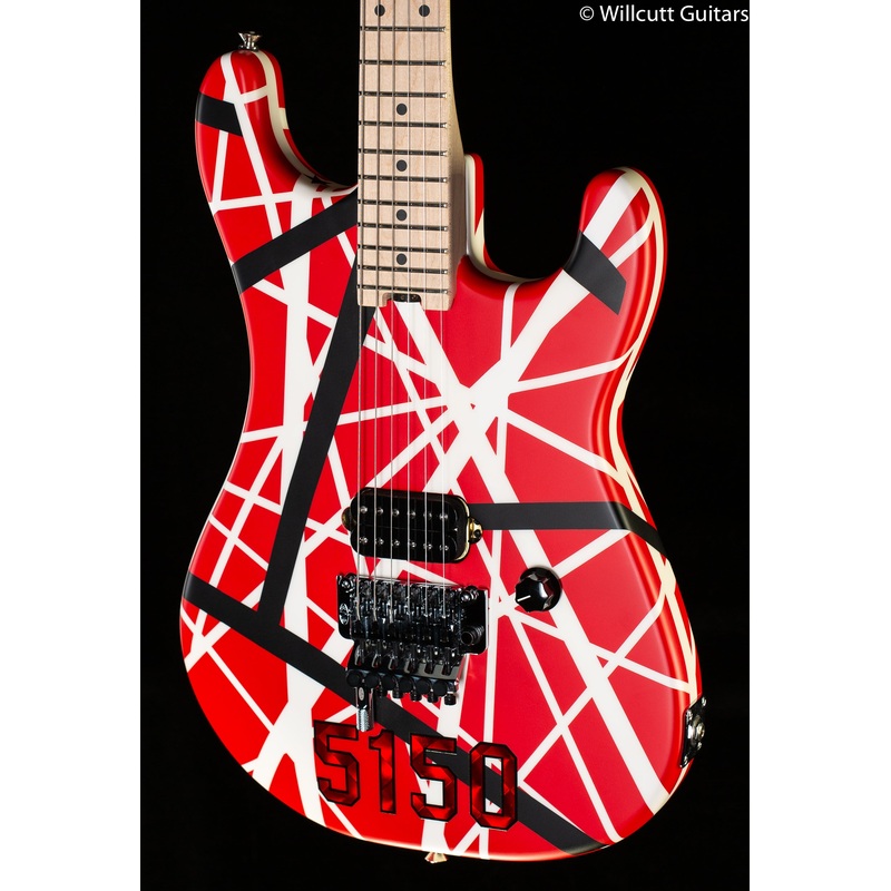 EVH Striped Series 5150 Maple Fingerboard Red with Black and White Stripes - ULT975560813208