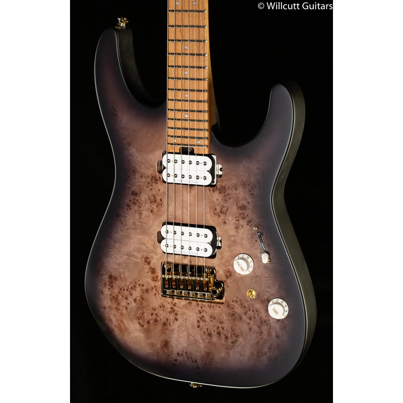 Charvel Pro-Mod DK24 HH 2PT CM Poplar Burl, Caramelized Maple Fingerboard, Transparent Black Burst - ULT975560813121