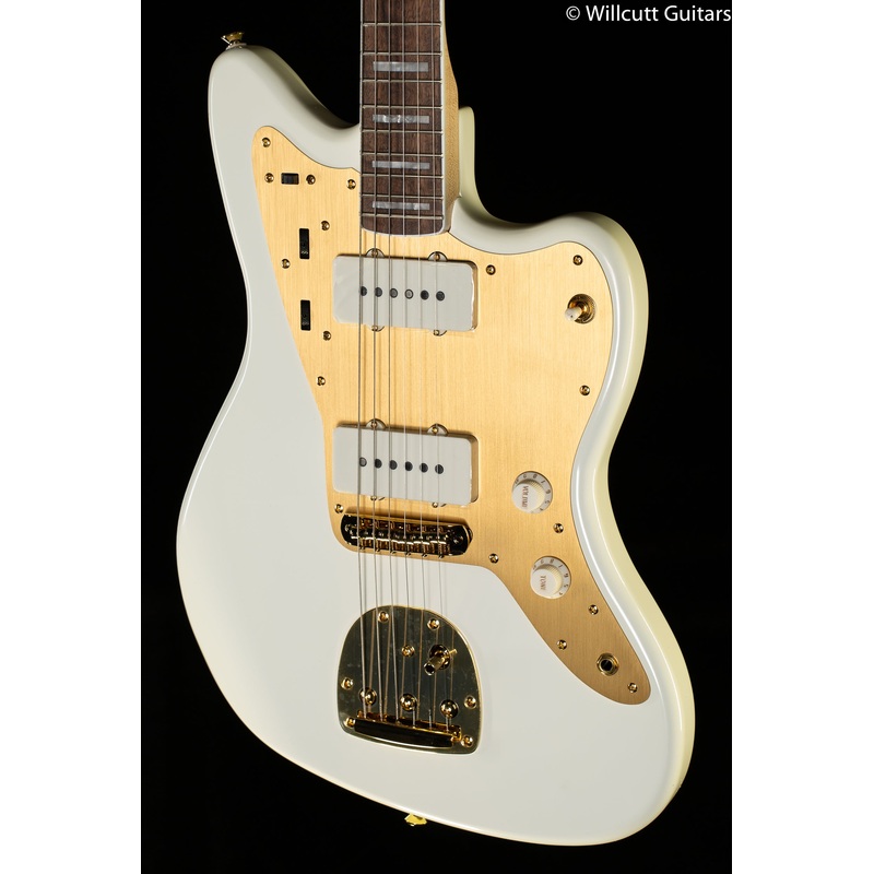 Squier 40th Anniversary Jazzmaster Gold Edition Laurel Fingerboard Gold Anodized Pickguard Olympic White - ULT975560813077