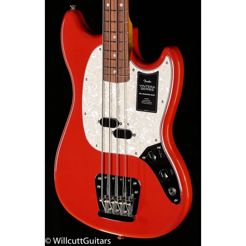 Fender Vintera '60s Mustang Bass Pau Ferro Fingerboard Fiesta Red (357) Bass Guitar - ULT975560812161
