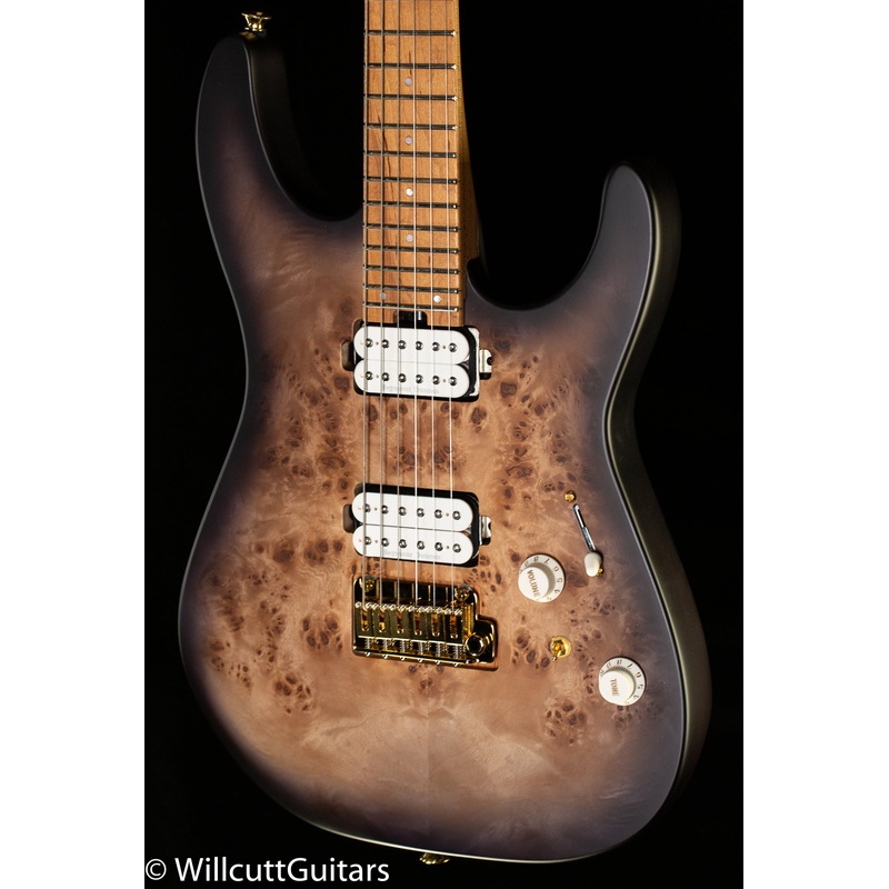 Charvel Pro-Mod DK24 HH 2PT CM Poplar Burl Caramelized Maple Fingerboard Transparent Black Burst (268) - ULT975560811457