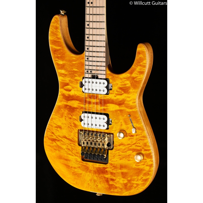 Charvel Pro-Mod DK24 HH FR M Mahogany with Quilt Maple Maple Fingerboard Dark Amber (332) - ULT975560811886