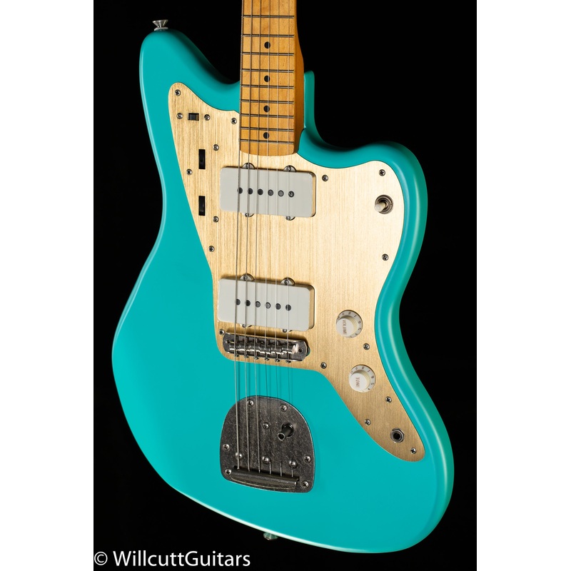 Squier 40th Anniversary Jazzmaster, Vintage Edition, Maple Fingerboard, Gold Anodized Pickguard, Satin Sea Foam Green (798) - ULT975560811949