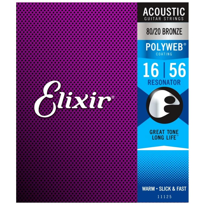 Elixir Strings Polyweb 80/20 Bronze Resonator Guitar Strings -.016-.056 - ULT975560810837