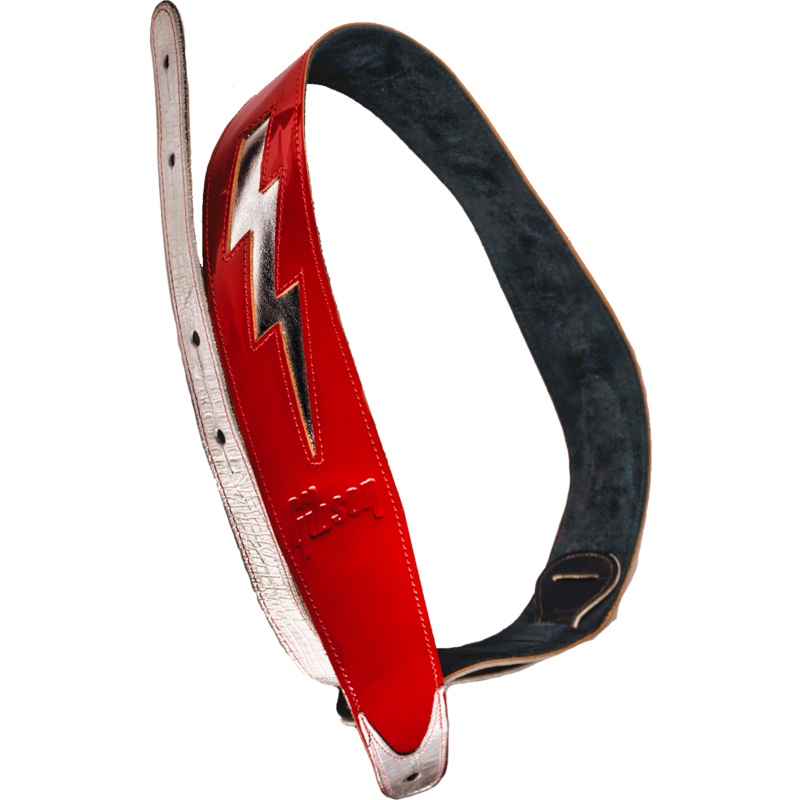 Gibson Red Leather Lightning Bolt Strap New Old Stock - ULT975560811240