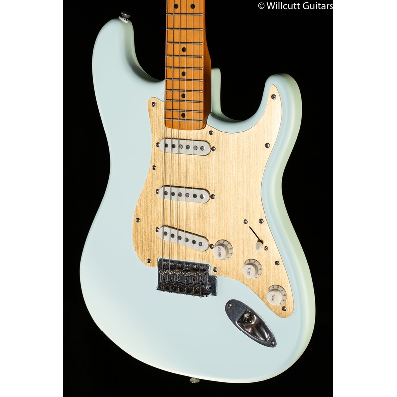 Squier 40th Anniversary Stratocaster Vintage Edition Maple Fingerboard Satin Sonic Blue (557) - ULT975560811121