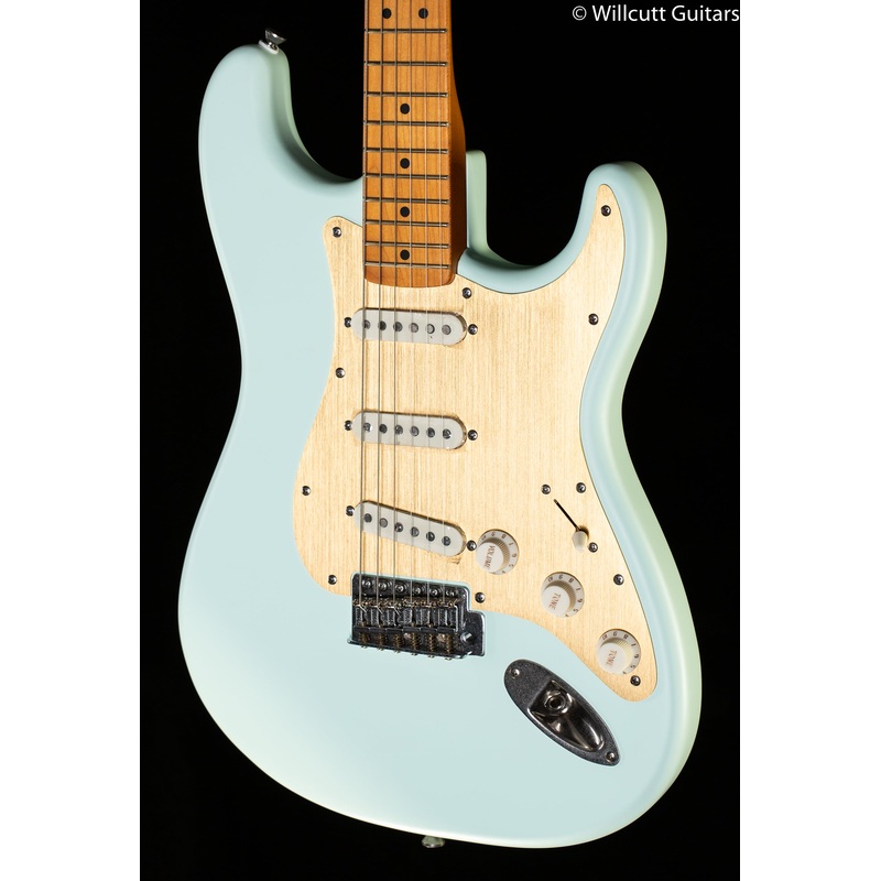 Squier 40th Anniversary Stratocaster Vintage Edition  Maple Fingerboard Satin Sonic Blue (624) - ULT975560811124