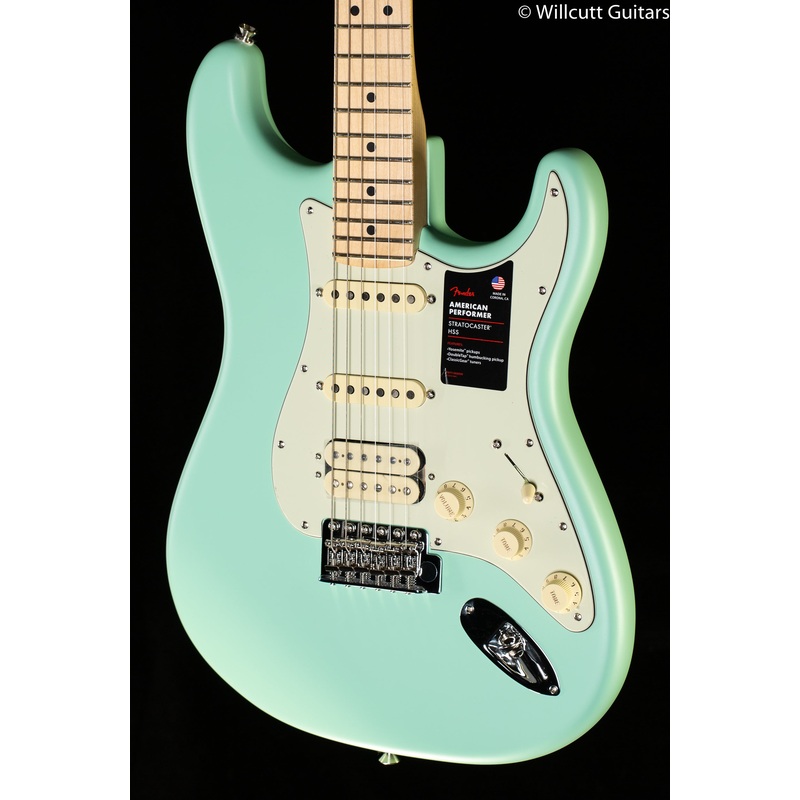 Fender American Performer Stratocaster HSS Maple Fingerboard Satin Surf Green (841) - ULT975560810385