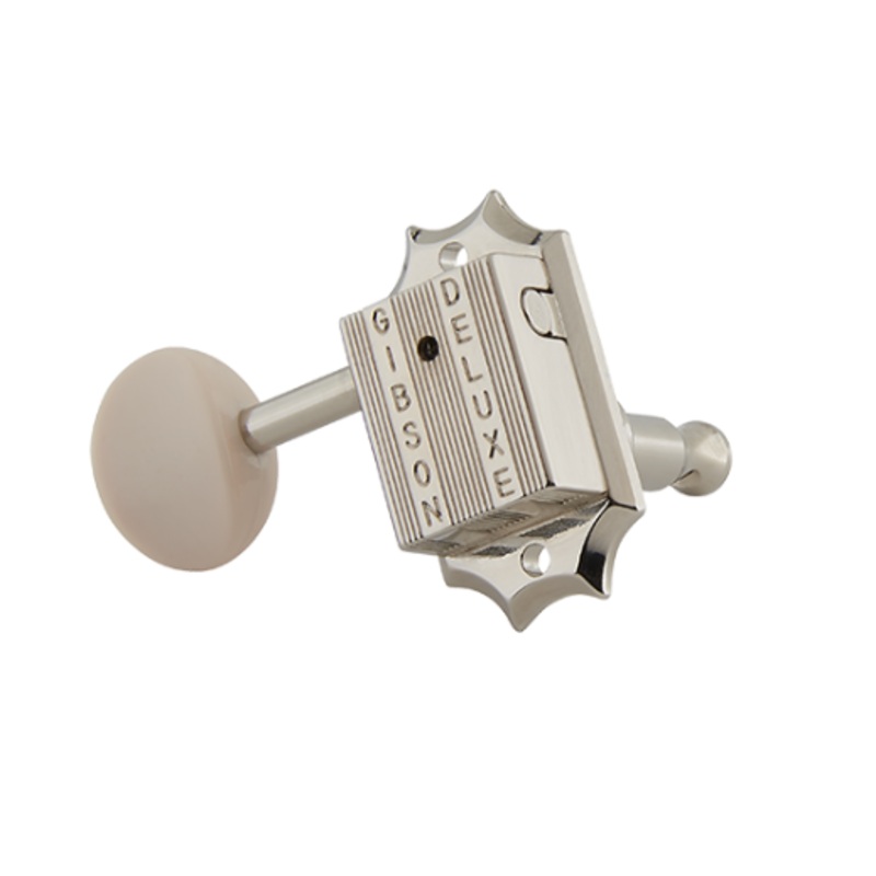 Gibson Deluxe White Button Tuner Set, Vintage Nickel - ULT975560810526