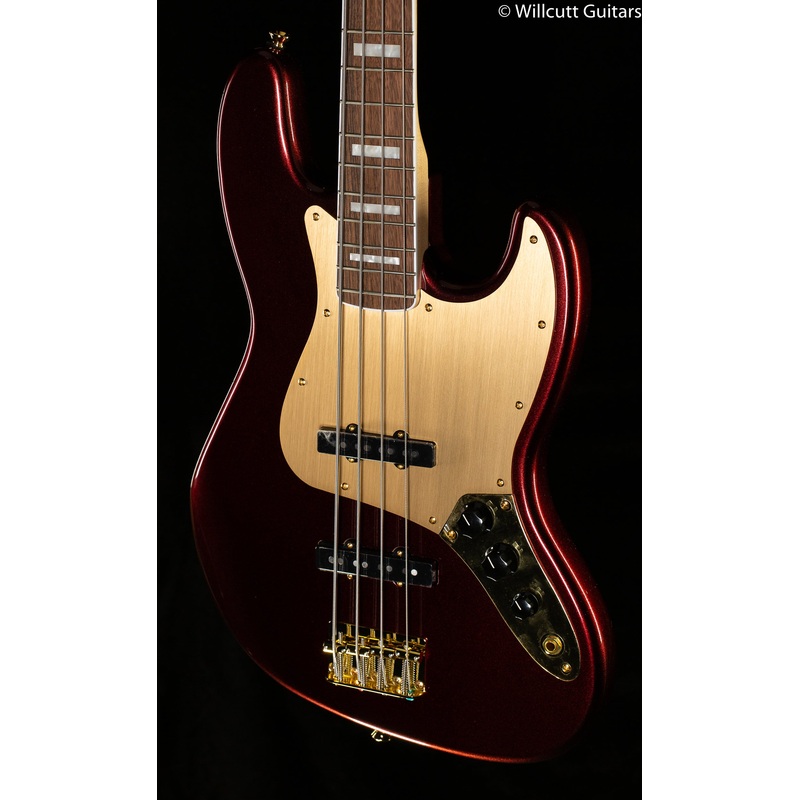 Squier 40th Anniversary Jazz Bass Gold Edition Laurel Fingerboard Ruby Red Metallic (821) - ULT975560810765