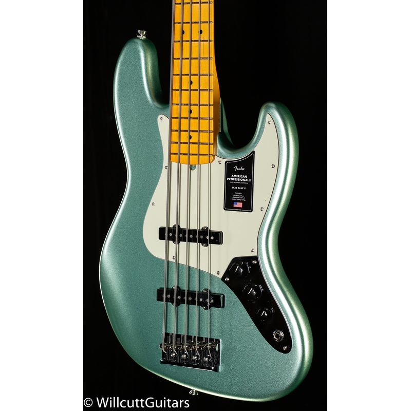 Fender American Professional II Jazz Bass V Maple Fingerboard Mystic Surf Green (398) - ULT975560808872