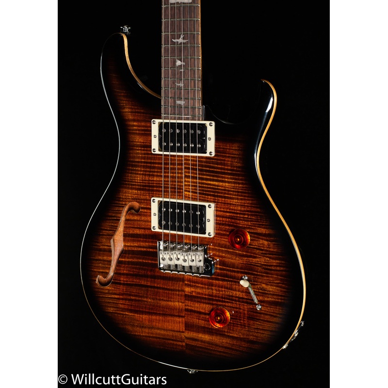 PRS SE Custom 22 Semi-Hollow Black Gold Sunburst (440) - ULT975560809116