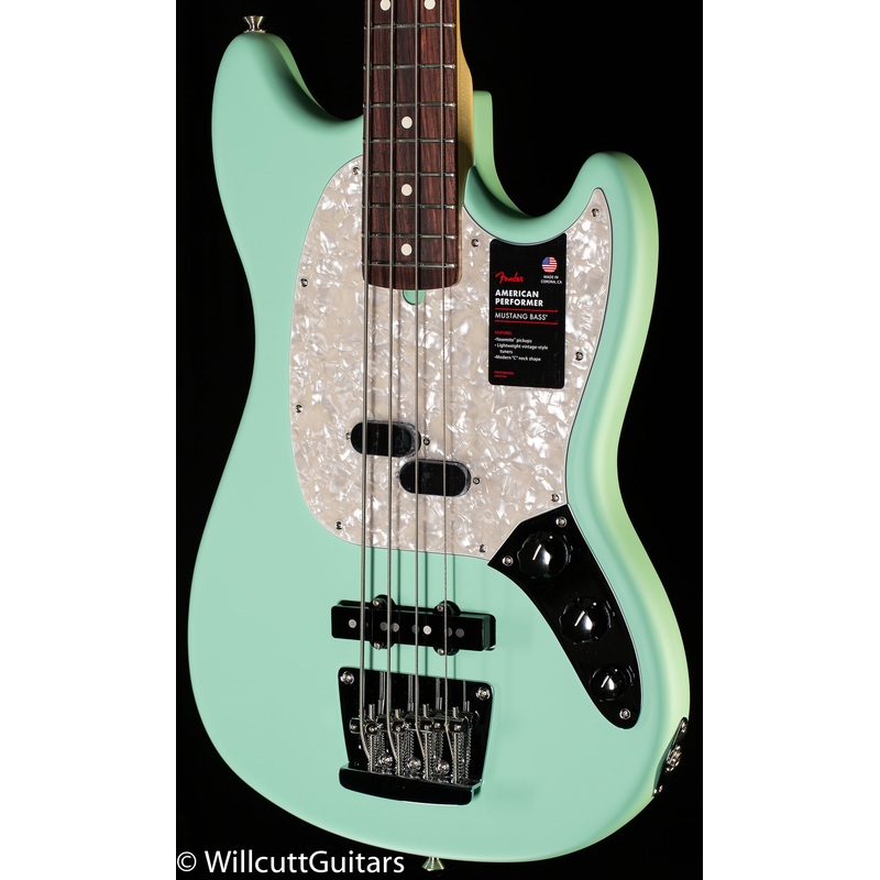 Fender American Performer Mustang Bass Rosewood Fingerboard Satin Surf Green (470) - ULT975560807917