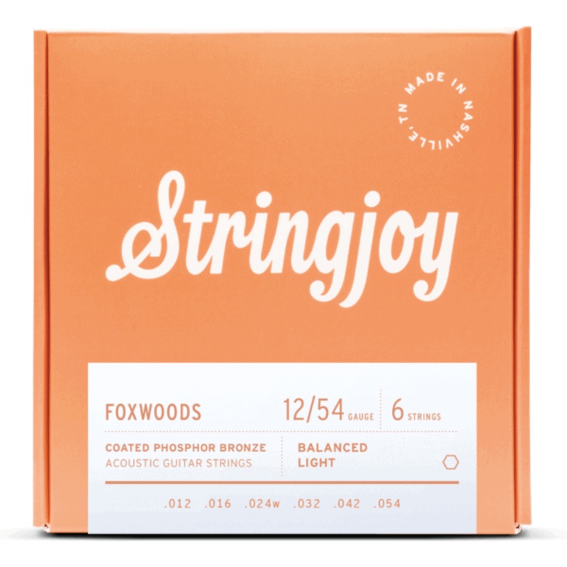 Stringjoy Foxwoods Light Gauge (12-54) Coated Phosphor Bronze Acoustic Guitar Strings - ULT975560807969