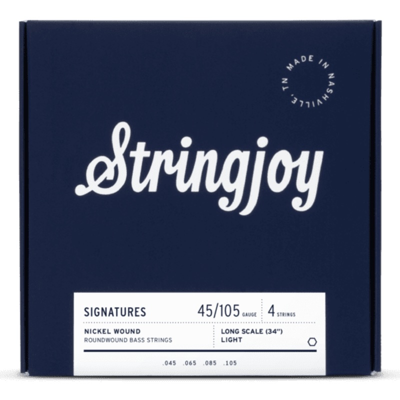 Stringjoy Light Top / Heavy Bottom Gauge (45-105) 4 String Long Scale Nickel Wound Bass Guitar Strings - ULT975560807971