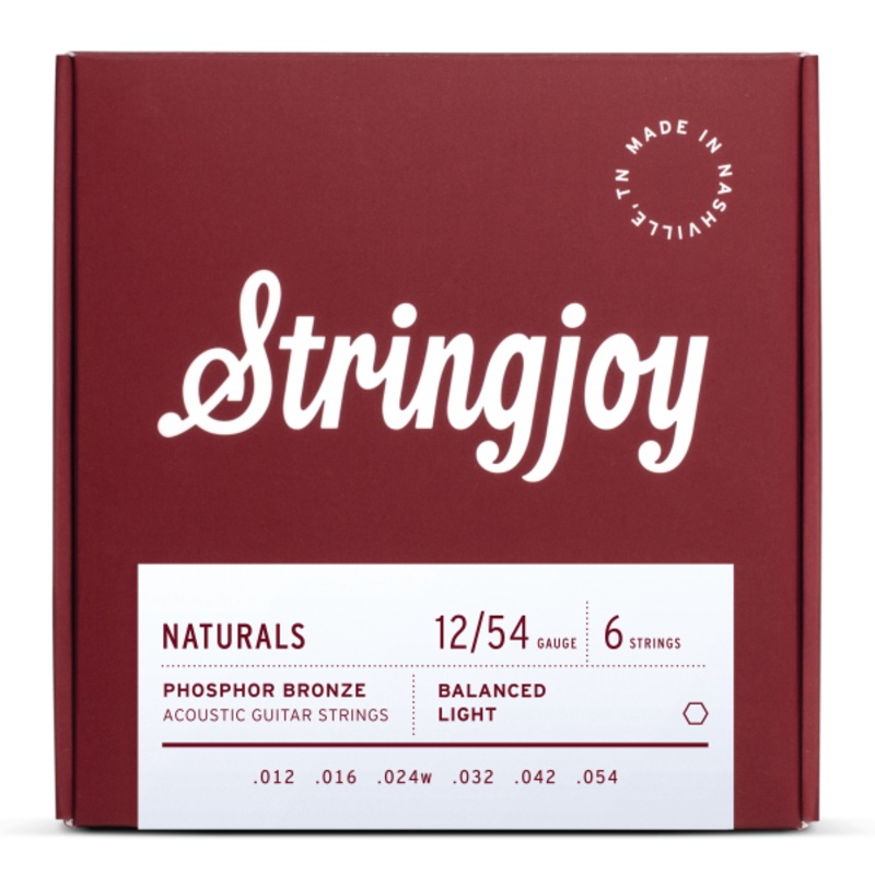 Stringjoy Naturals | Light Gauge (12-54) Phosphor Bronze Acoustic Guitar Strings - ULT975560807972