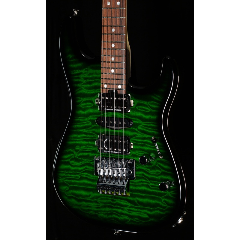 Charvel MJ San Dimas Style 1 HSH FR PF QM Transparent Green Burst (325) - ULT975560806988