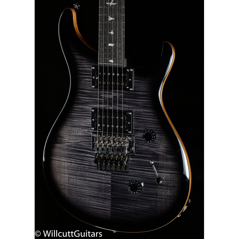 2021 PRS SE Custom 24, Floyd Rose, Ebony, Charcoal Burst - ULT975560806346