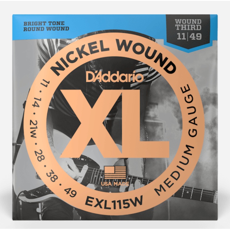 D'Addario EXL115W Medium Wound 3rd Electric Guitar Strings - ULT975560805120