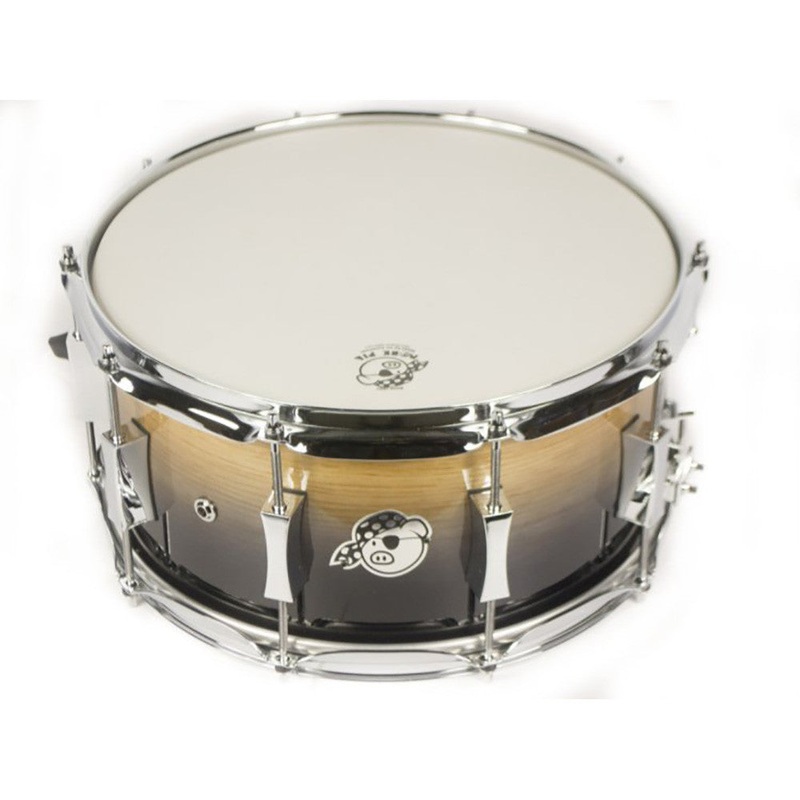Pork Pie 6.5x14" Oak Brass Shell Snare - Candy Black Fade