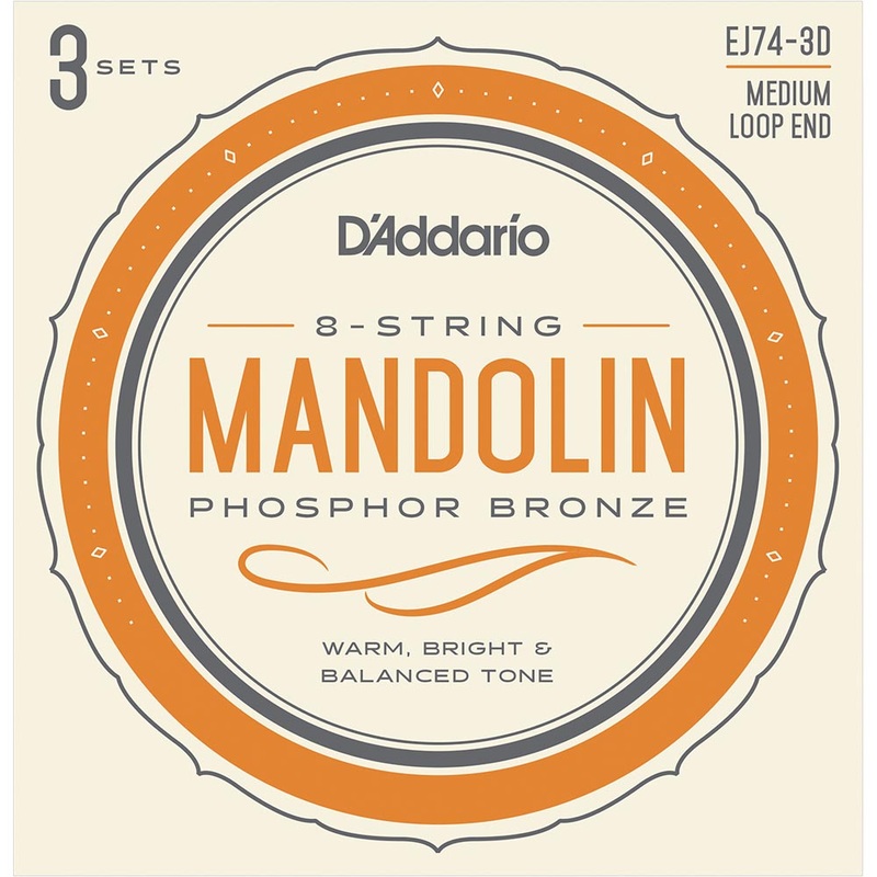 D'Addario EJ74 Mandolin Strings - Phosphor Bronze - Medium - 11-40 - 3 Sets